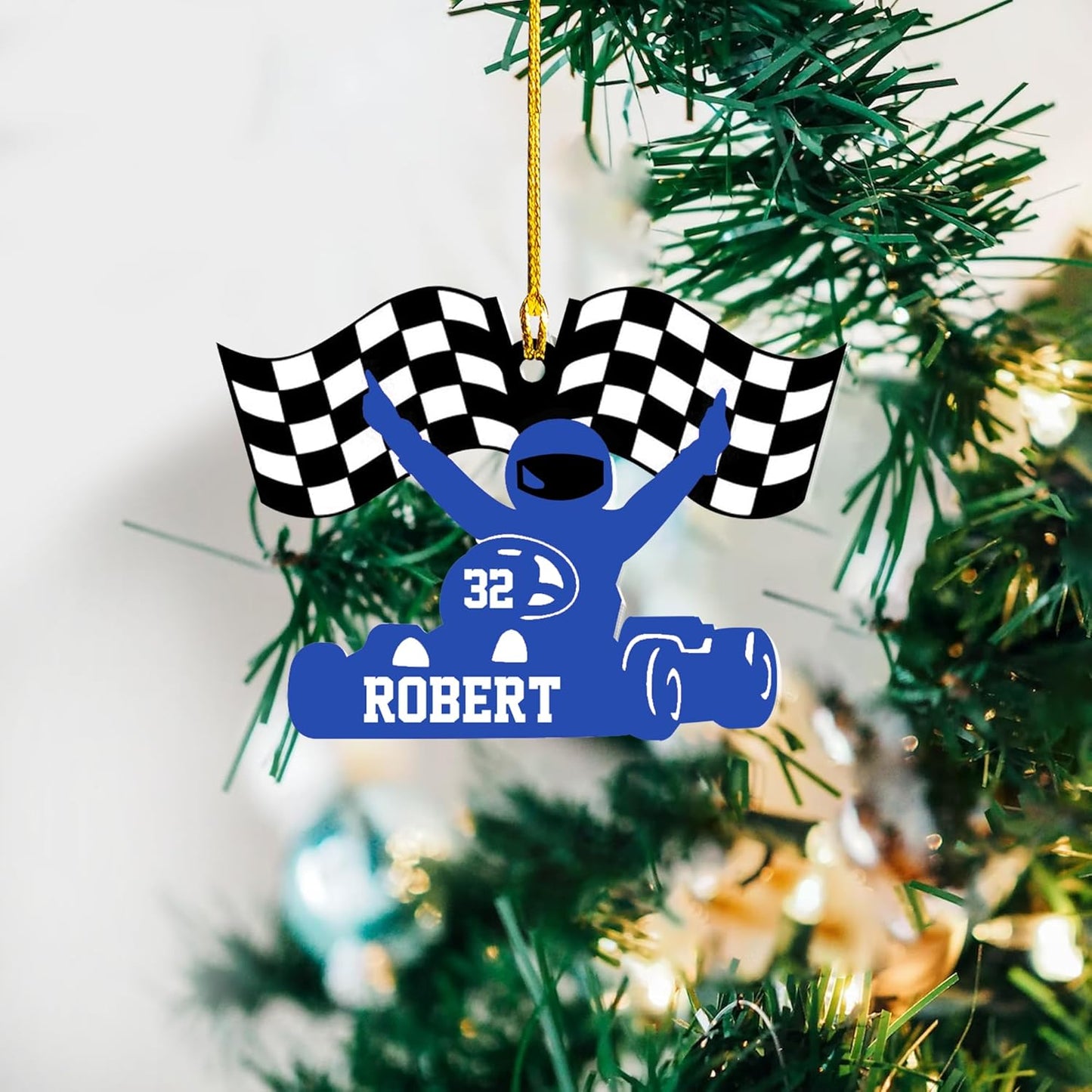 Personalized Race Car Christmas Ornament – Custom Acrylic Car Lover Gift, Racing Tree Decoration TR33