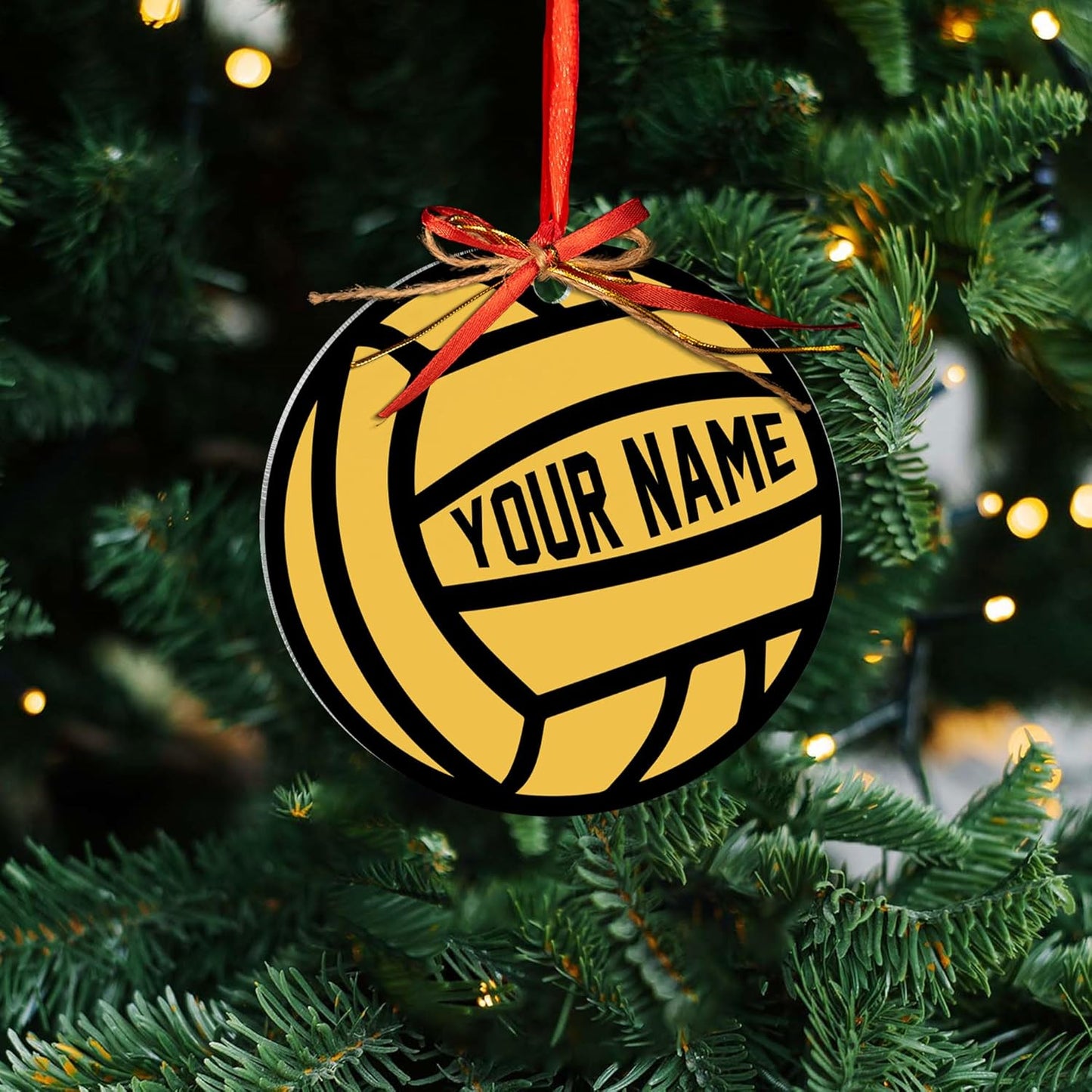 Custom Name Water Polo Ball Christmas Ornament – Personalized Water Polo Ball Ornament, Sport Holiday Tree Decoration, Gift for Water Polo Players TW2