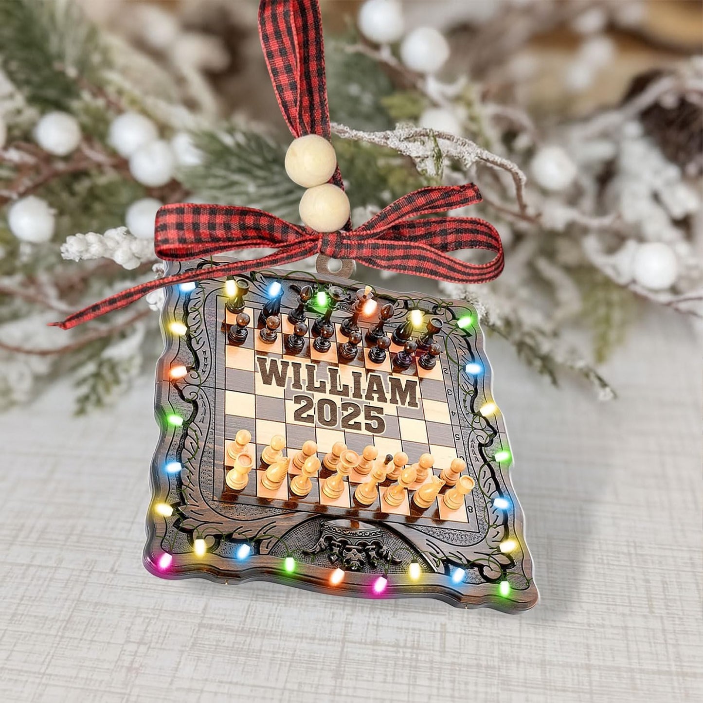 Personalized Name Chess Ornament Gift for Men Women Chess Team Player N24