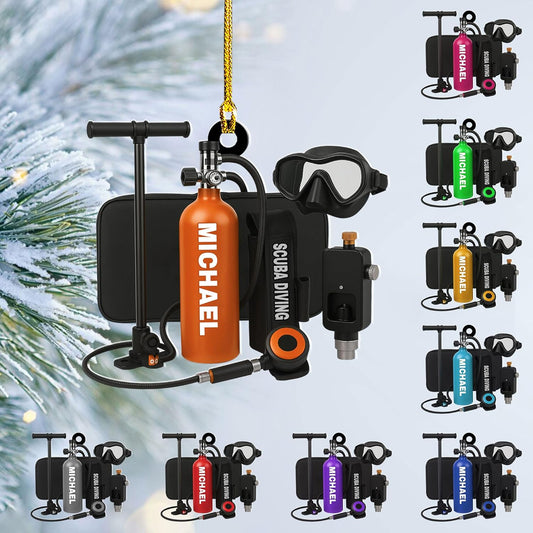 Custom Scuba Diver Ornament – Personalized Acrylic Christmas Tree Decoration, Gift for Divers and Swimmers TSD23