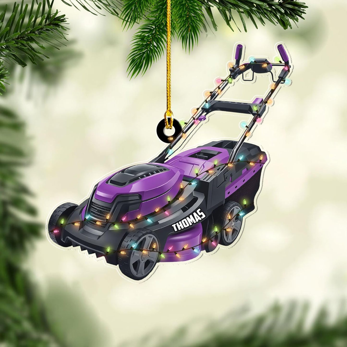 Personalized Lawn Mower Christmas Ornament | Custom Name Gardening Holiday Keepsake Gift for Gardeners & Lawn Care Workers TG61