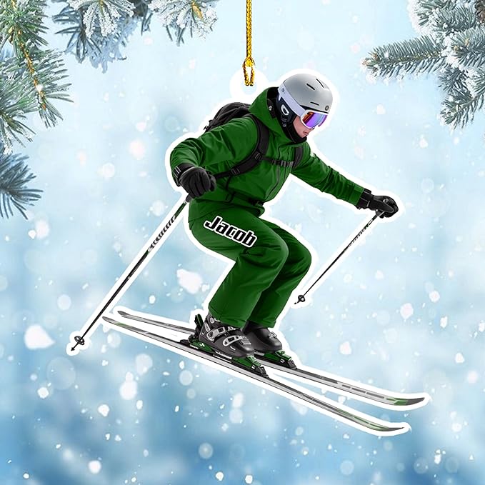 Personalized Snow Skiing Ornament, Custom Colored Skiing Mask Shape Ornament NO4