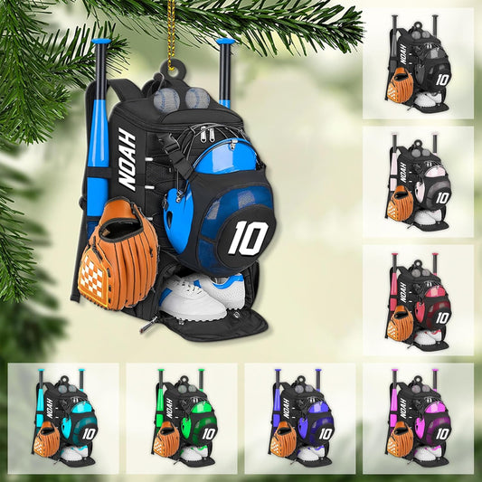 Personalized Baseball Christmas Ornament – Custom Name Acrylic Ornament, Sports Holiday Decoration, Baseball Player Gift TH3