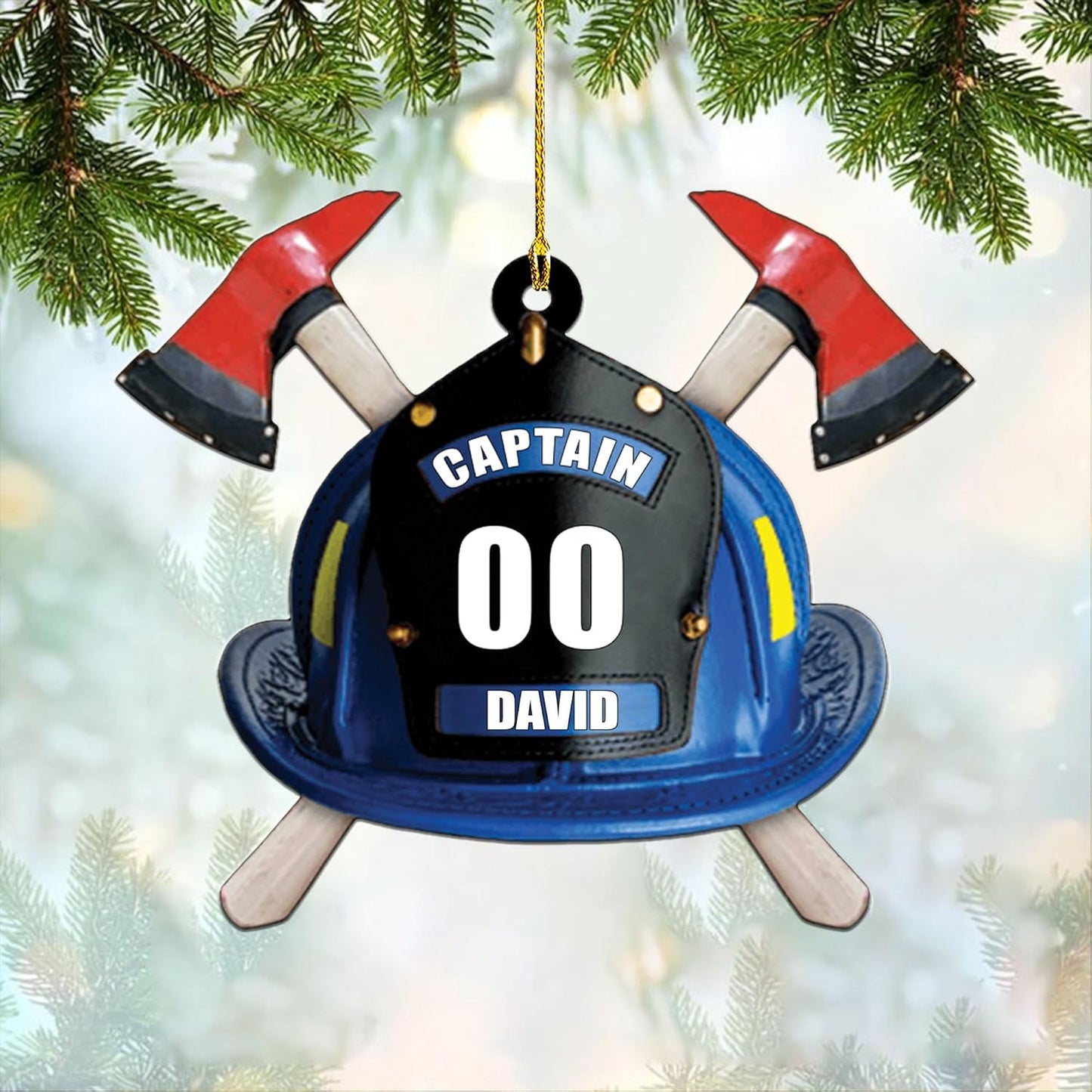 Personalized Firefighter Helmet Christmas Ornament