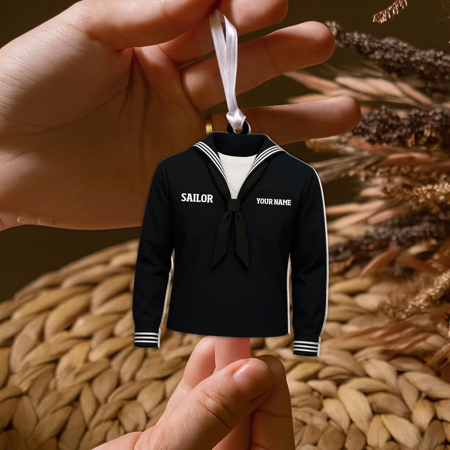 Personalized Sailor Ornament – Custom Captain Sailor Acrylic Ornament, Unique Sailing Glass Keepsake, Navy Captain Holiday Gift for Sailors TS13