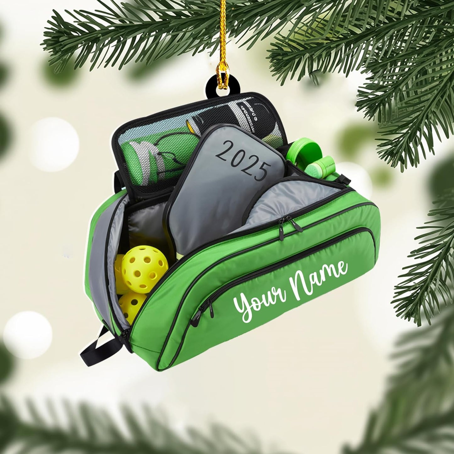 Custom Name and Year Pickleball Bag Ornament – Pickleball Christmas Ornament 5