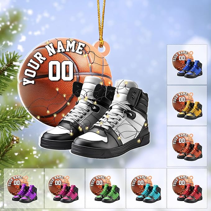 Personalized Basketball Christmas Ornament – Custom Name Acrylic Ornament, Sports Holiday Decoration, Basketball Player Gift N23