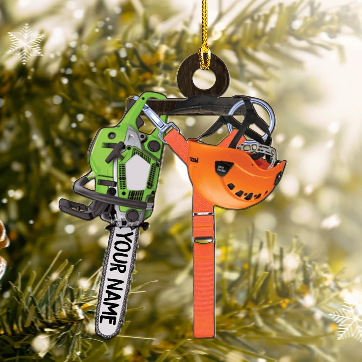 Personalized Chainsaw Ornament – Carpenter Lumberjack Christmas Ornament H5