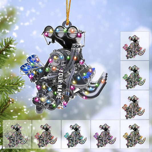 Personalized Racing Car Ornament – Custom Acrylic Drag Racing Christmas Decoration, Gift for Car Lovers and Drivers TR21