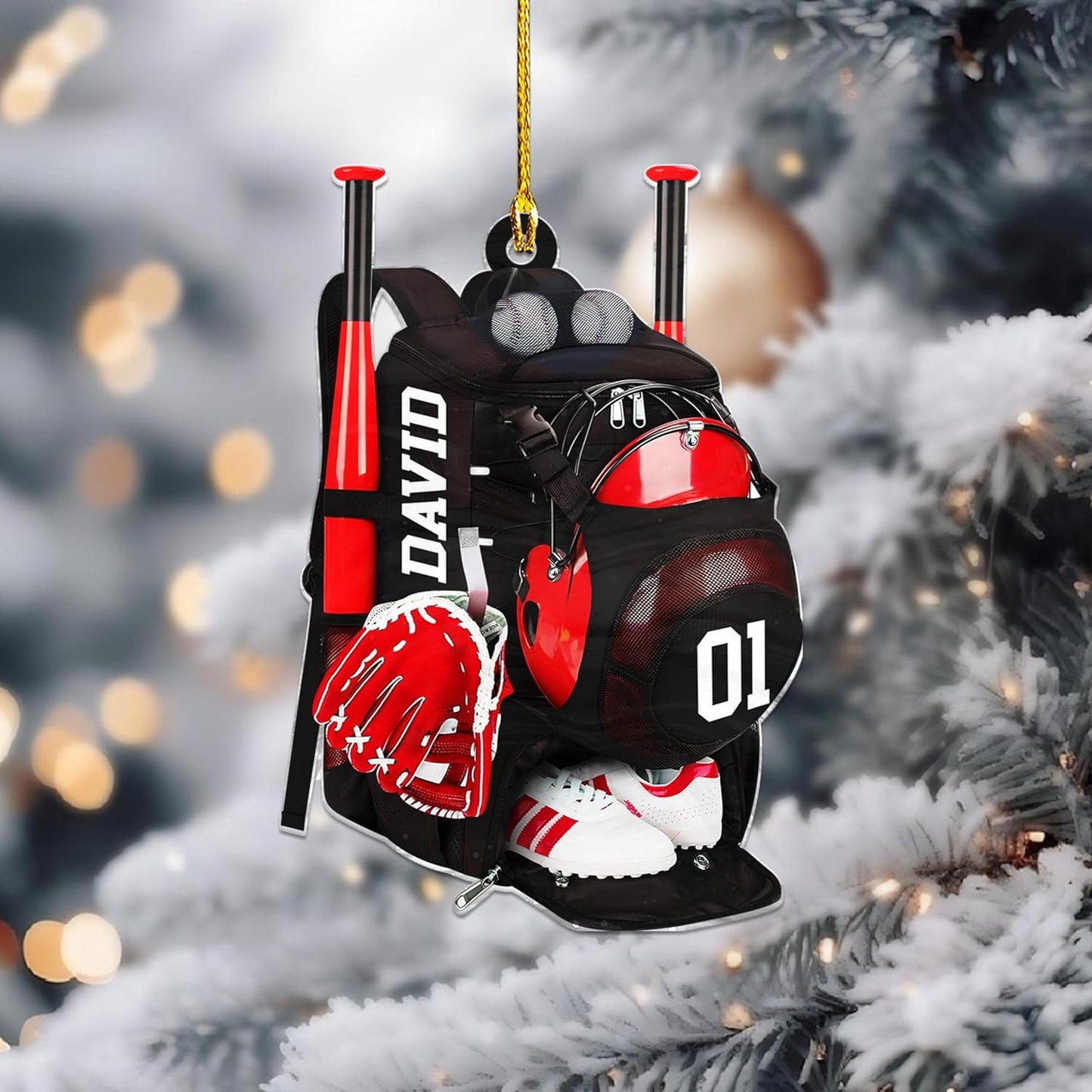 Personalized Baseball Christmas Ornament – Custom Name Acrylic Ornament, Sports Holiday Decoration, Baseball Player Gift TH28