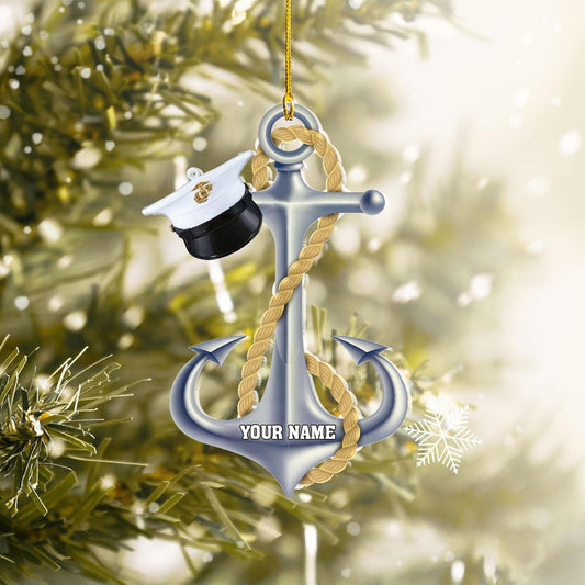 Custom Name Sailor Ornament – Personalized Captain Acrylic Sailing Ornament, Nautical Christmas Tree Decoration for Navy Lovers TS36