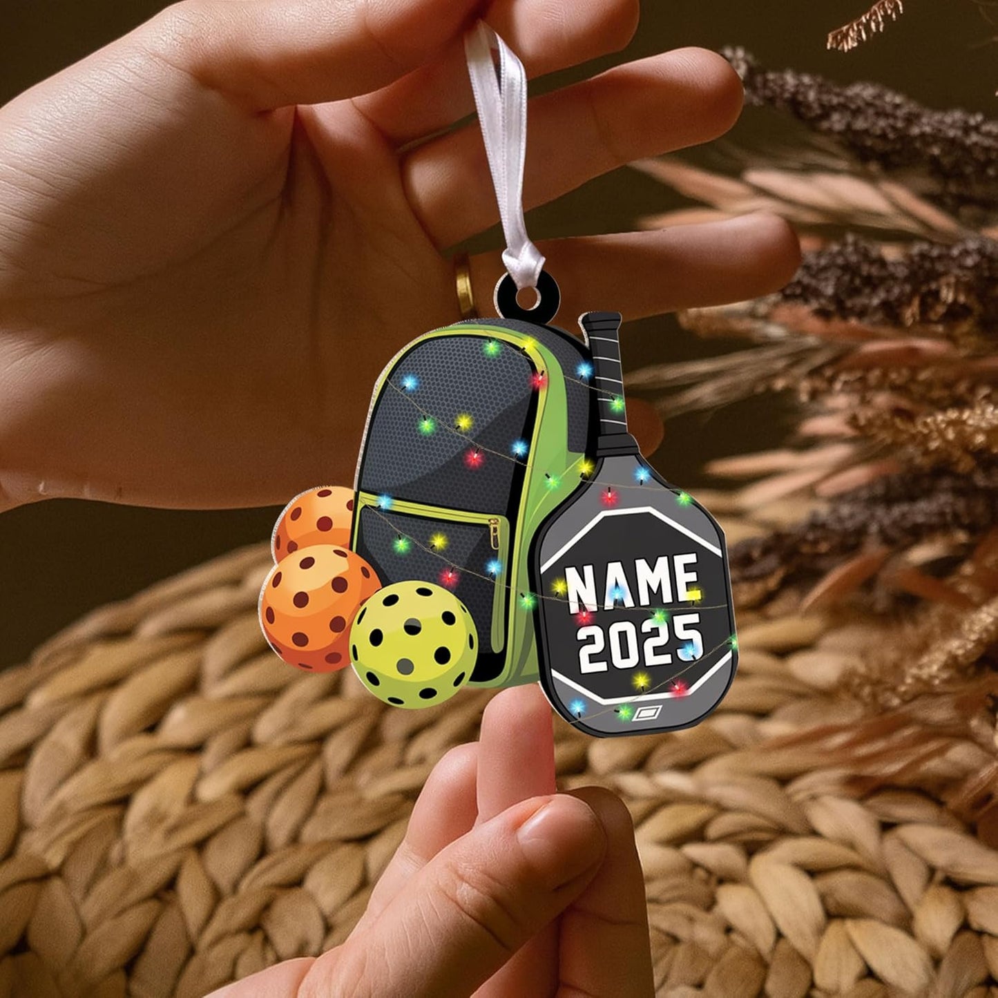 Custom Name and Year Pickleball Bag Ornament – Pickleball Christmas Ornament 3