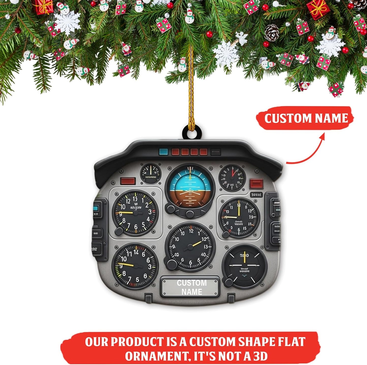 Personalized Pilot Cockpit Christmas Ornament