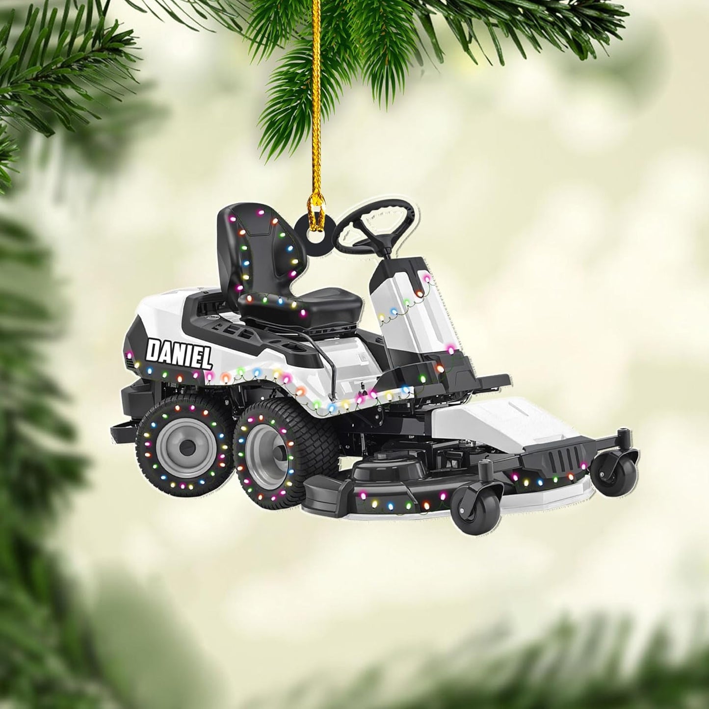 Personalized Lawn Mower Christmas Ornament | Custom Name Gardening Holiday Keepsake Gift for Gardeners & Lawn Care Workers TG62