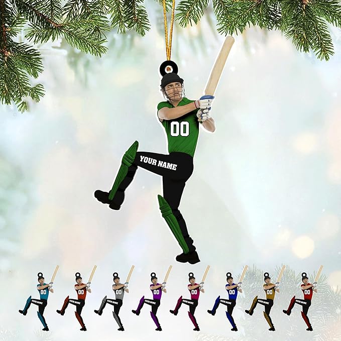 Personalized Cricket Christmas Ornament 2025, Custom Cricket Bat Ornament N27