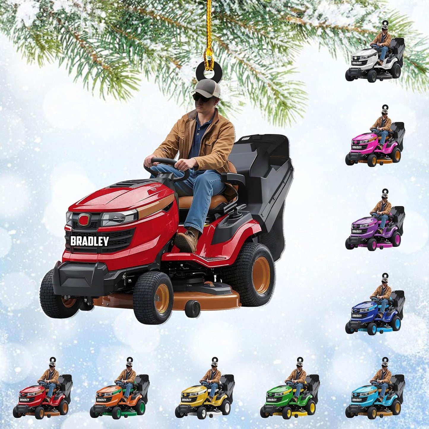 Custom Photo Lawn Mower Christmas Ornament | Personalized Gardening Holiday Keepsake Gift for Gardeners & Lawn Care Workers TG68