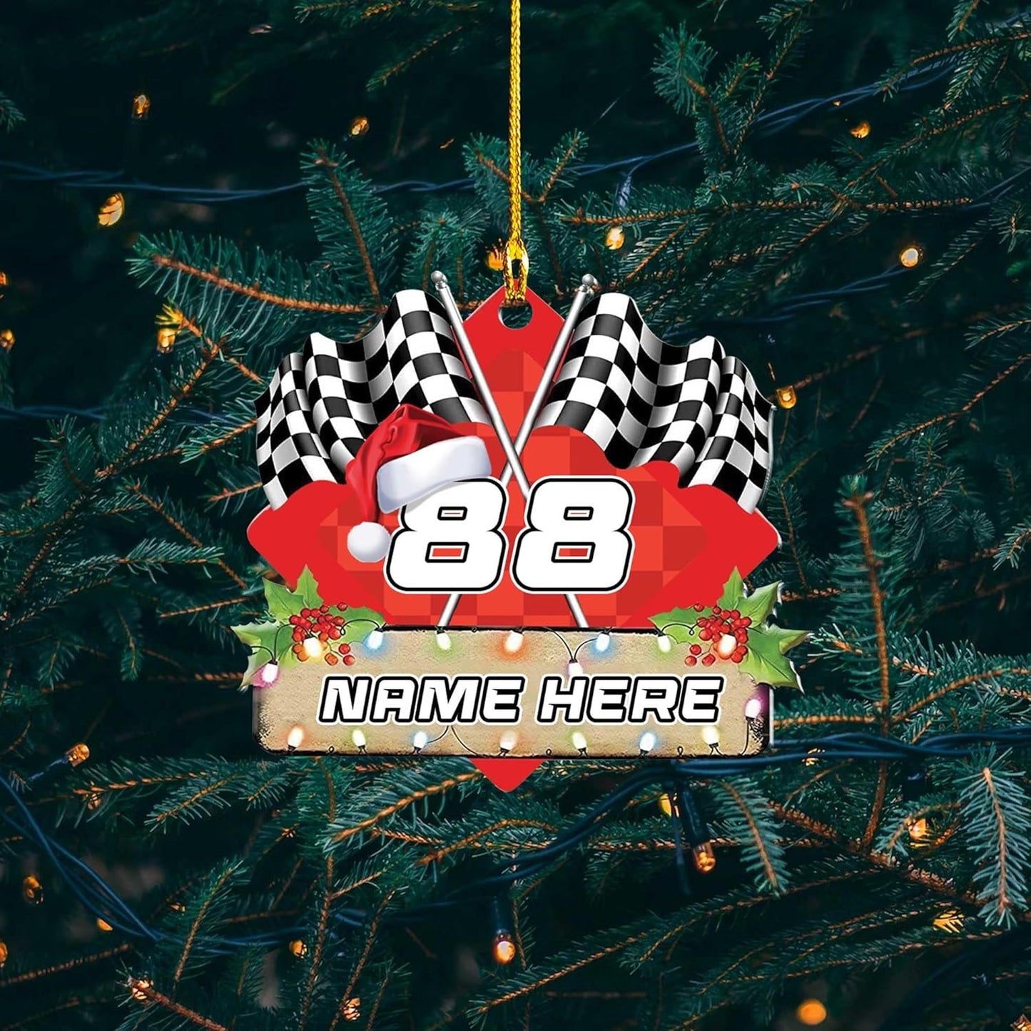 Personalized Race Car Christmas Ornament – Custom Acrylic Car Lover Gift, Racing Tree Decoration TR37