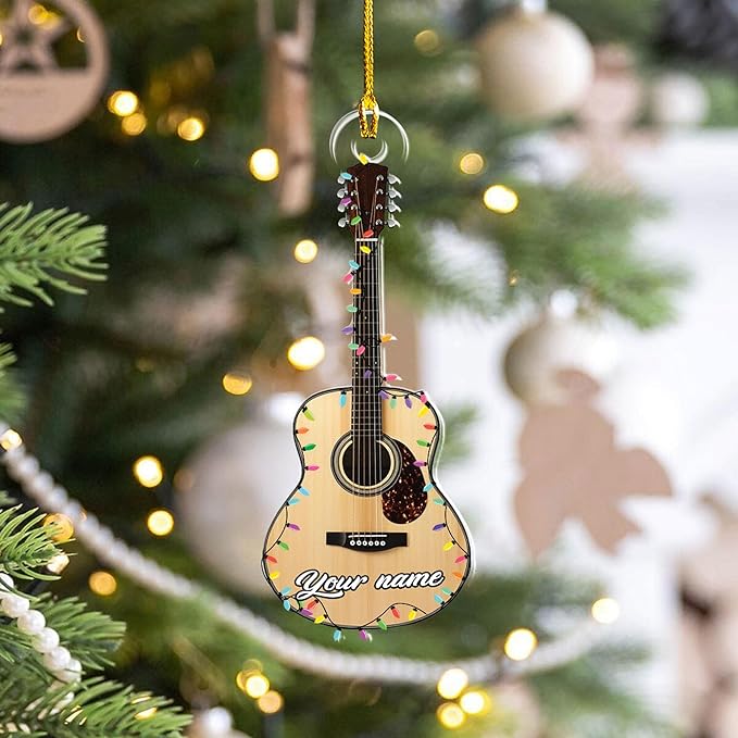 Personalized Electric and Acoustic Guitar Christmas Ornament - Guitar Ornament Gift LL31
