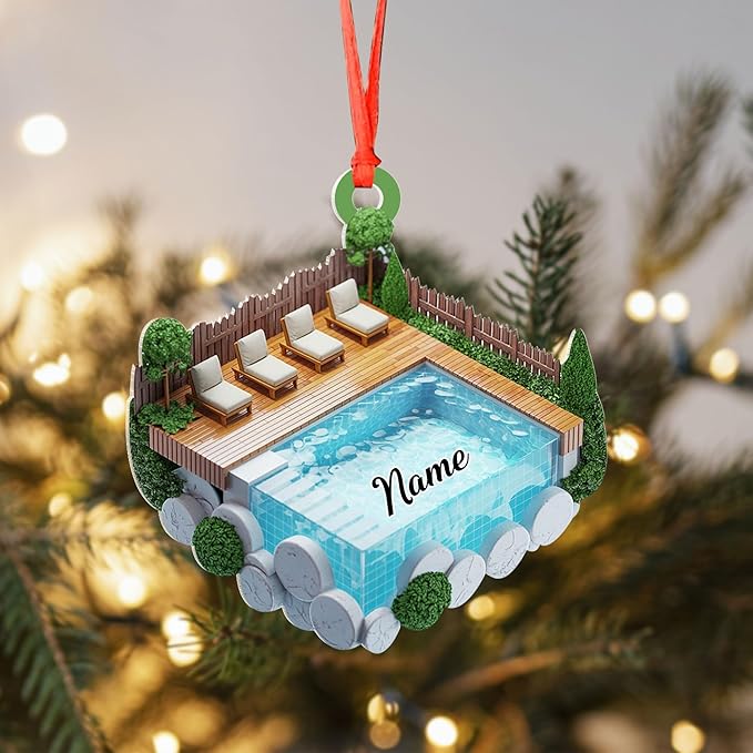 Custom Swimming Ornament - Swimmer Christmas Gift for Boys, Girls & Pool Lovers LL25