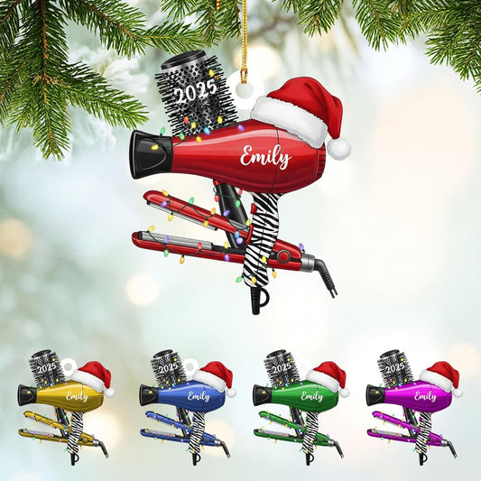 Custom Hair Stylist , Hair Salon Christmas Ornament Style 2