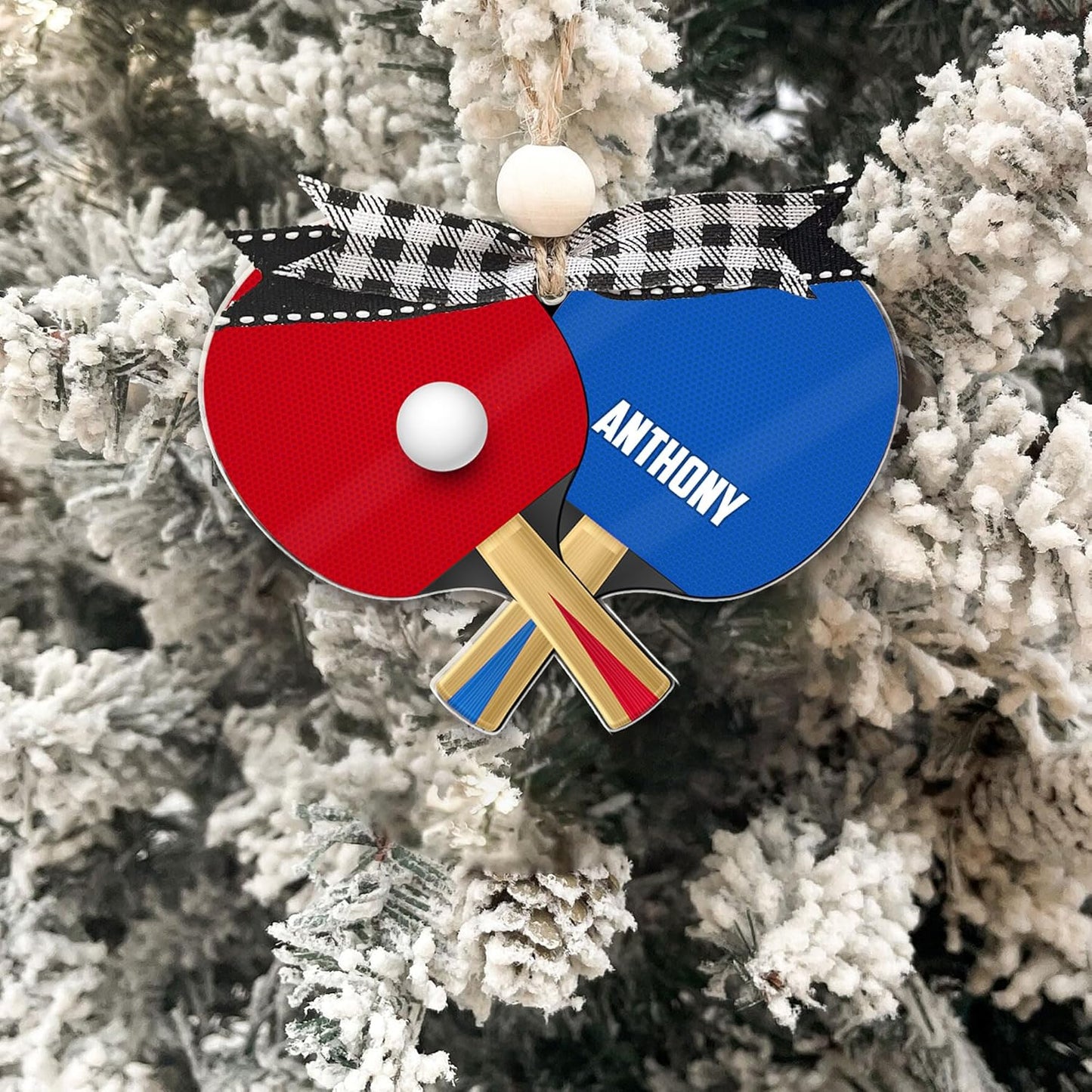 Personalized Ping Pong Christmas Ornament – Custom Name Acrylic 2D Flat Table Tennis Ornament, Holiday Decoration, Gift for Table Tennis Players TT1