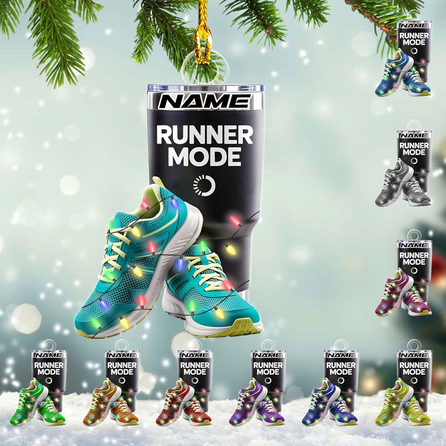 Custom Marathon Runner Ornament – Personalized Acrylic Race Ornament, Sport Holiday Tree Decoration, Running Gift TM11