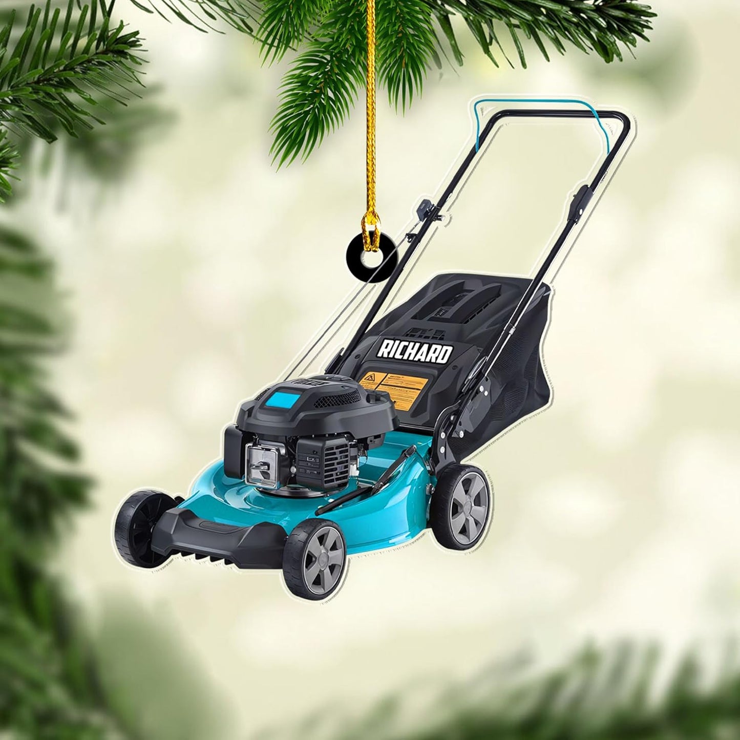 Personalized Lawn Mower Christmas Ornament | Custom Name Gardening Holiday Keepsake Gift for Gardeners & Lawn Care Workers TG59