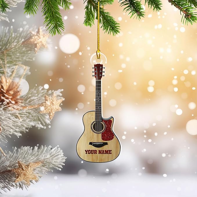 Custom Electric and Acoustic Guitar Christmas Ornament - Guitar Ornament Gift LL27