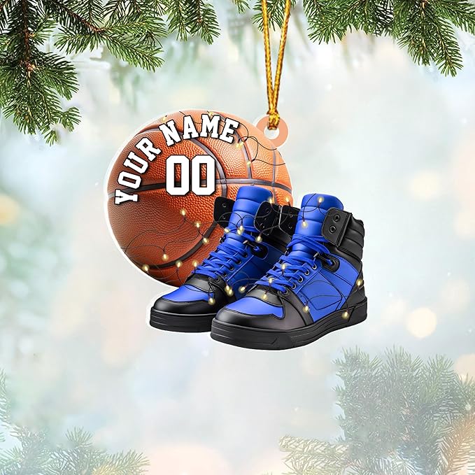 Personalized Basketball Christmas Ornament – Custom Name Acrylic Ornament, Sports Holiday Decoration, Basketball Player Gift N23