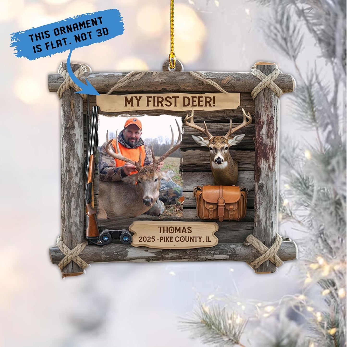 Personalized Hunting Ornament, Hunter Christmas Acrylic Ornament 2025 T13