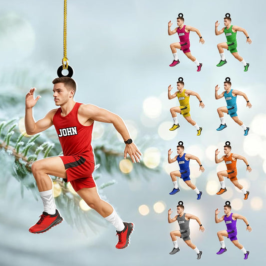 Personalized Marathon Ornament – Custom Name Acrylic Running Christmas Decoration, Runner Gift TM16