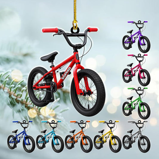 Custom Name Cycling Acrylic Ornament – Personalized Bike Gift, Christmas Tree Keepsake for Cycling Enthusiasts TC33