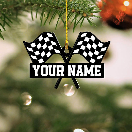 Personalized Racing Car Ornament – Custom Name Acrylic Race Car Christmas Decoration, Car Lover Gift TR11