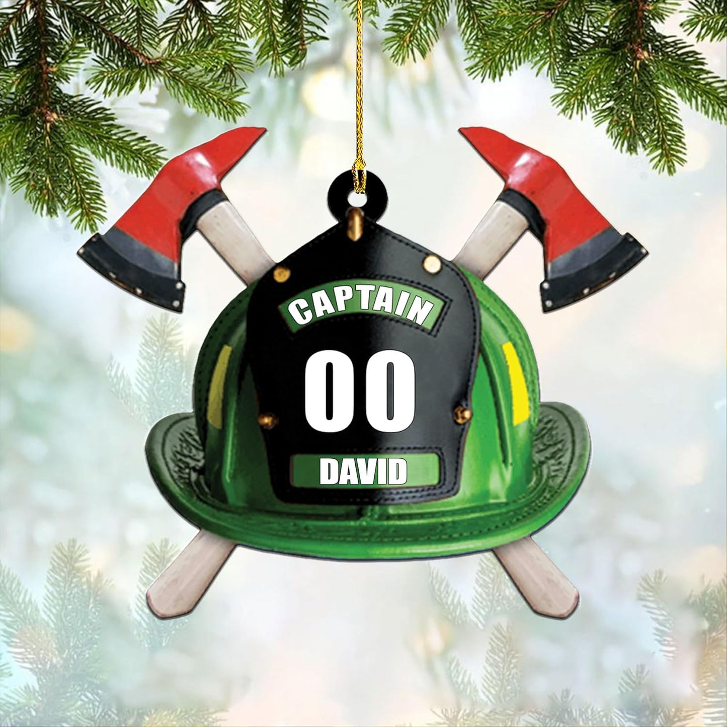 Personalized Firefighter Helmet Christmas Ornament