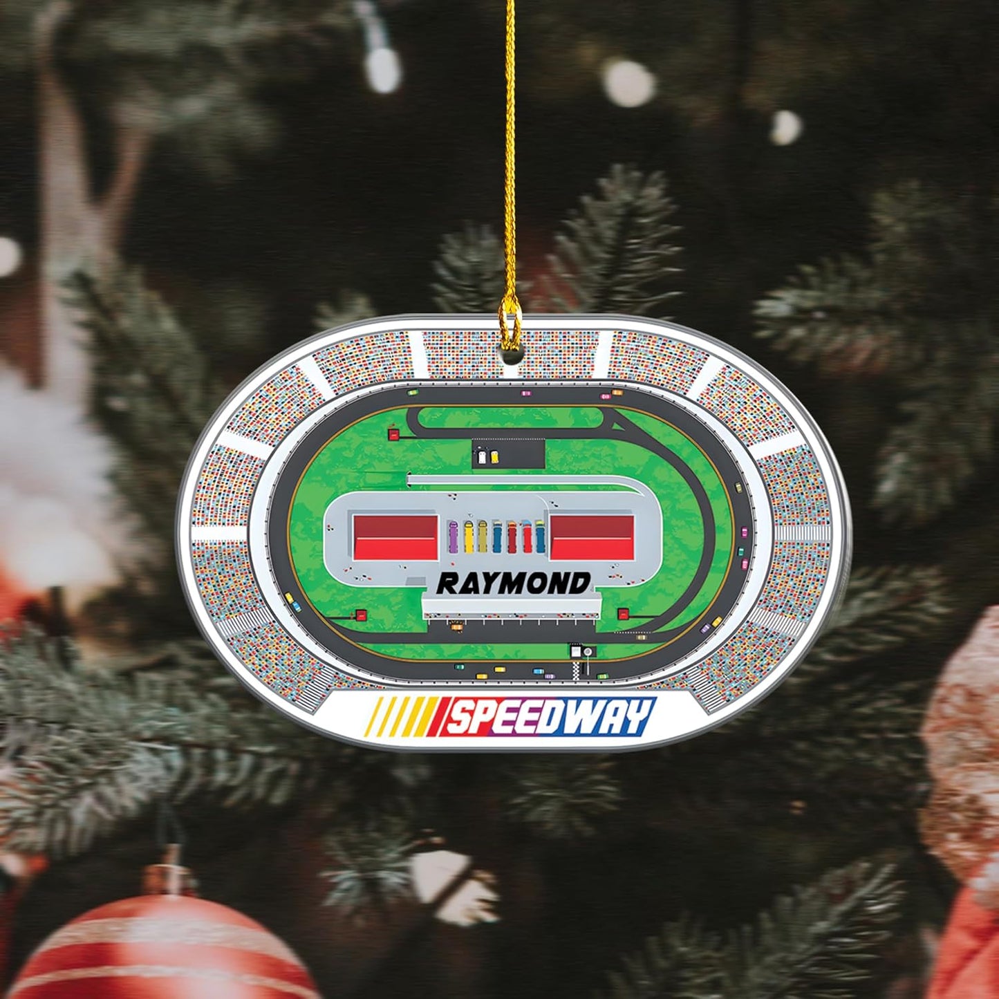 Custom Name Race Car Ornament – Personalized Acrylic Racing Christmas Decoration, Motorsport Fan Gift TR18