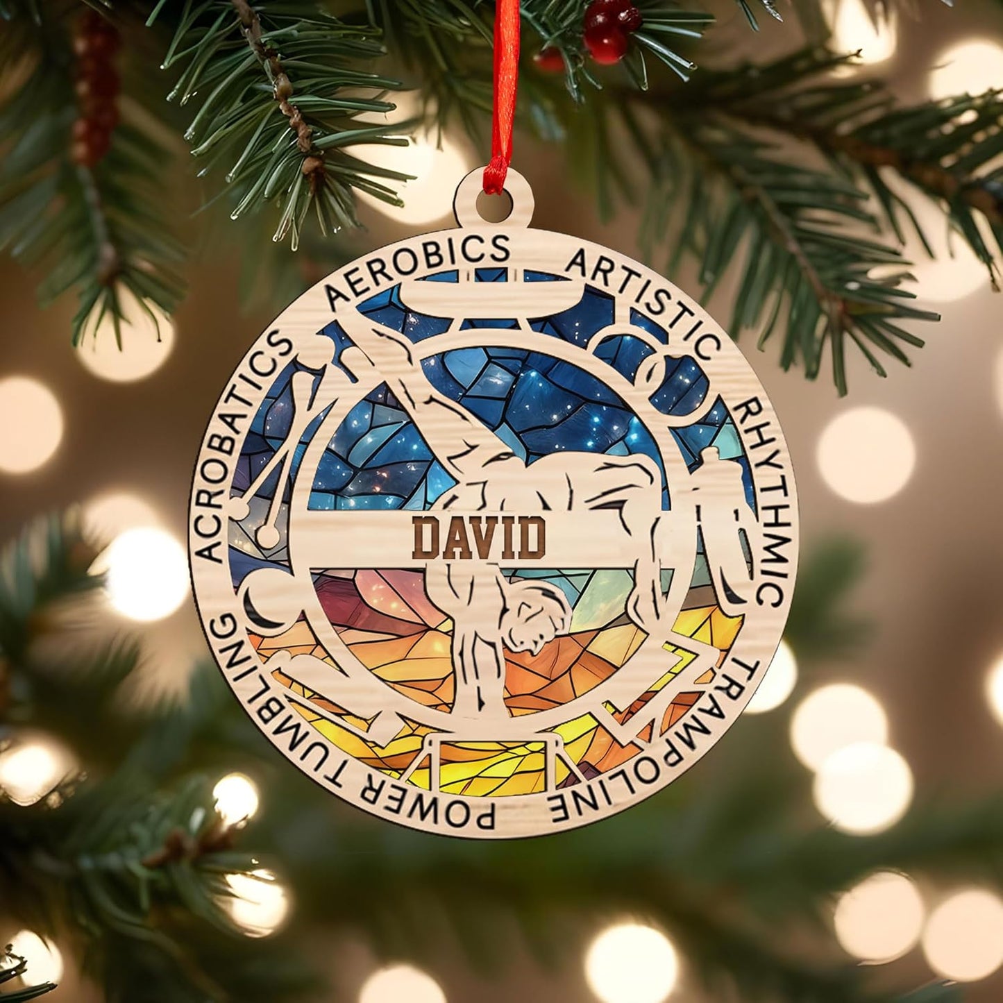 Personalized Name Gymnastics Ornament 2025, Girl Gymnast Ornaments, Wood Ornament for Xmas C10