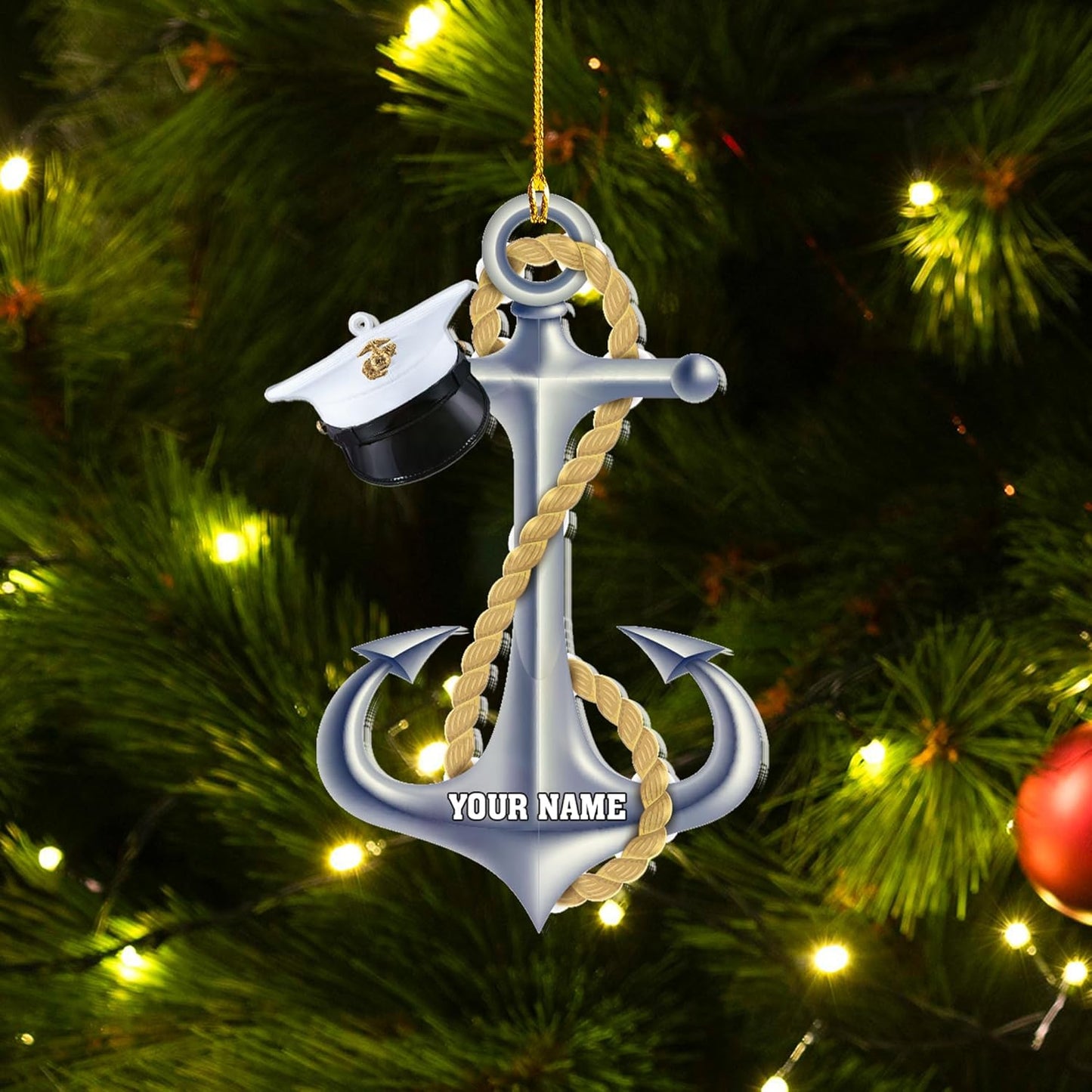 Custom Name Sailor Ornament – Personalized Captain Acrylic Sailing Ornament, Nautical Christmas Tree Decoration for Navy Lovers TS36