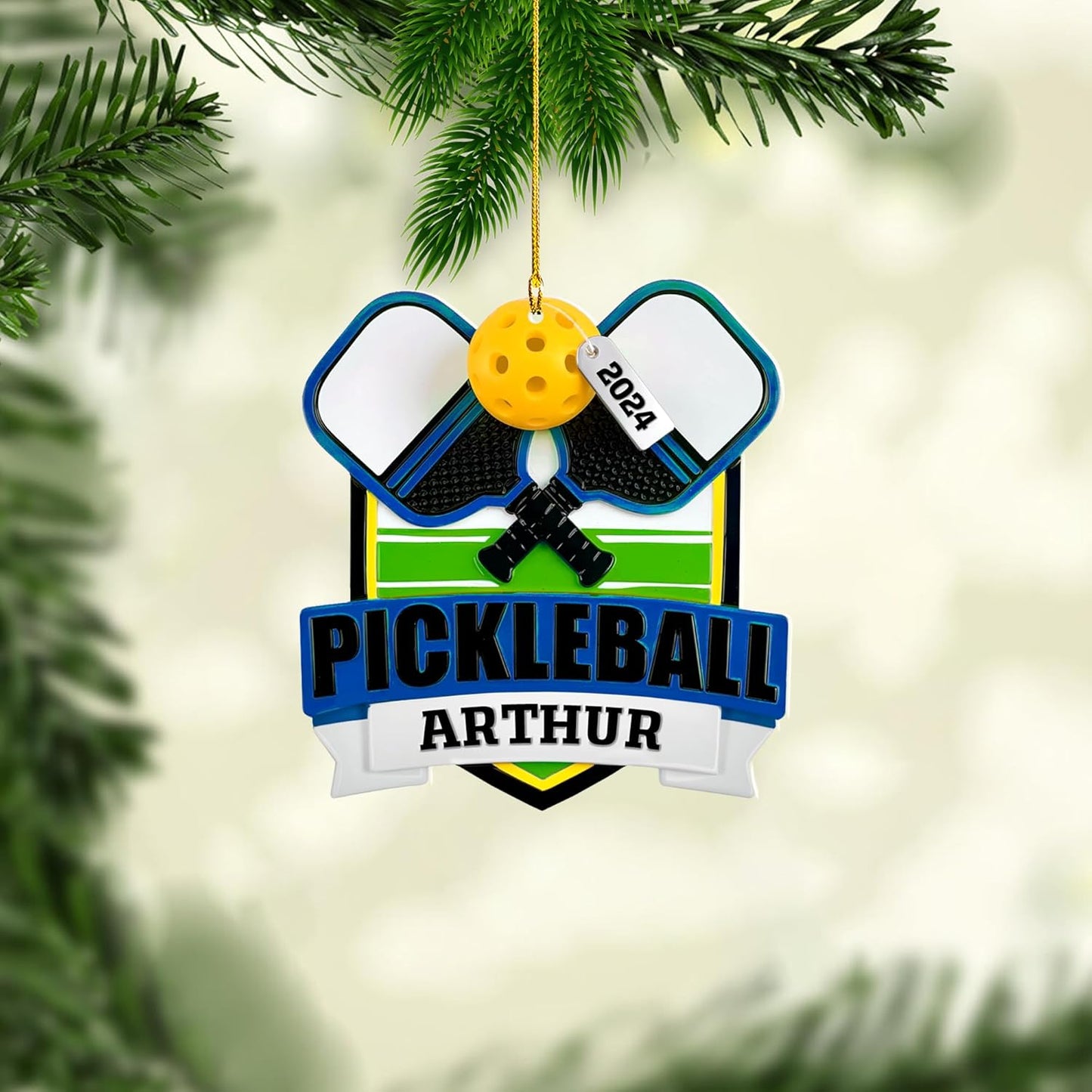 Personalized Pickleball Ornament – Custom Name & Year Paddle and Ball Christmas Ornament 8