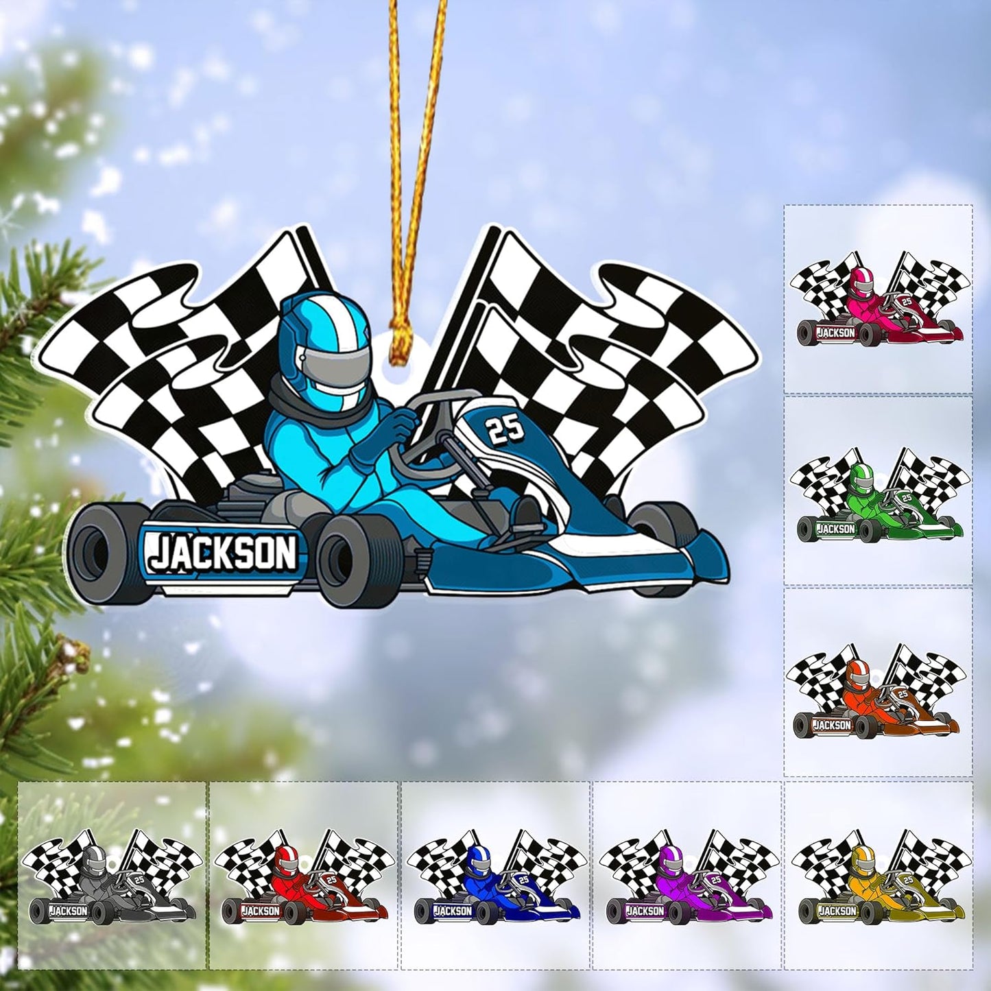 Personalized Racing Car Ornament – Custom Acrylic Drag Racing Christmas Decoration, Gift for Car Lovers and Drivers TR27