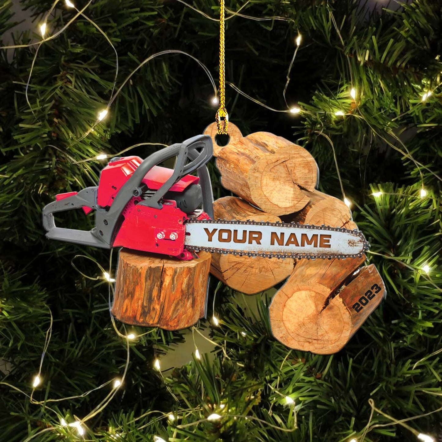 Personalized Chainsaw Ornament – Carpenter Lumberjack Christmas Ornament H6