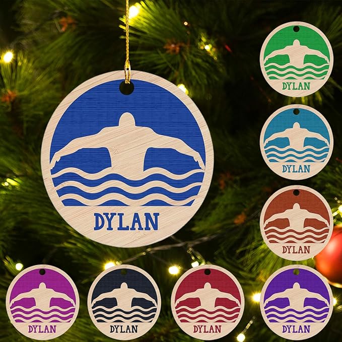 Personalized Swimming Ornament - Custom Swimmer Christmas Gift for Boys, Girls & Pool Lovers LL8