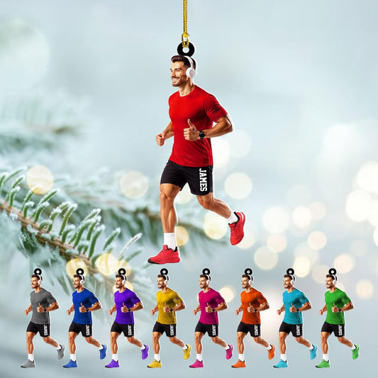 Personalized Marathon Acrylic  Ornament – Custom Name Running Christmas Decoration, Runner Gift TM18