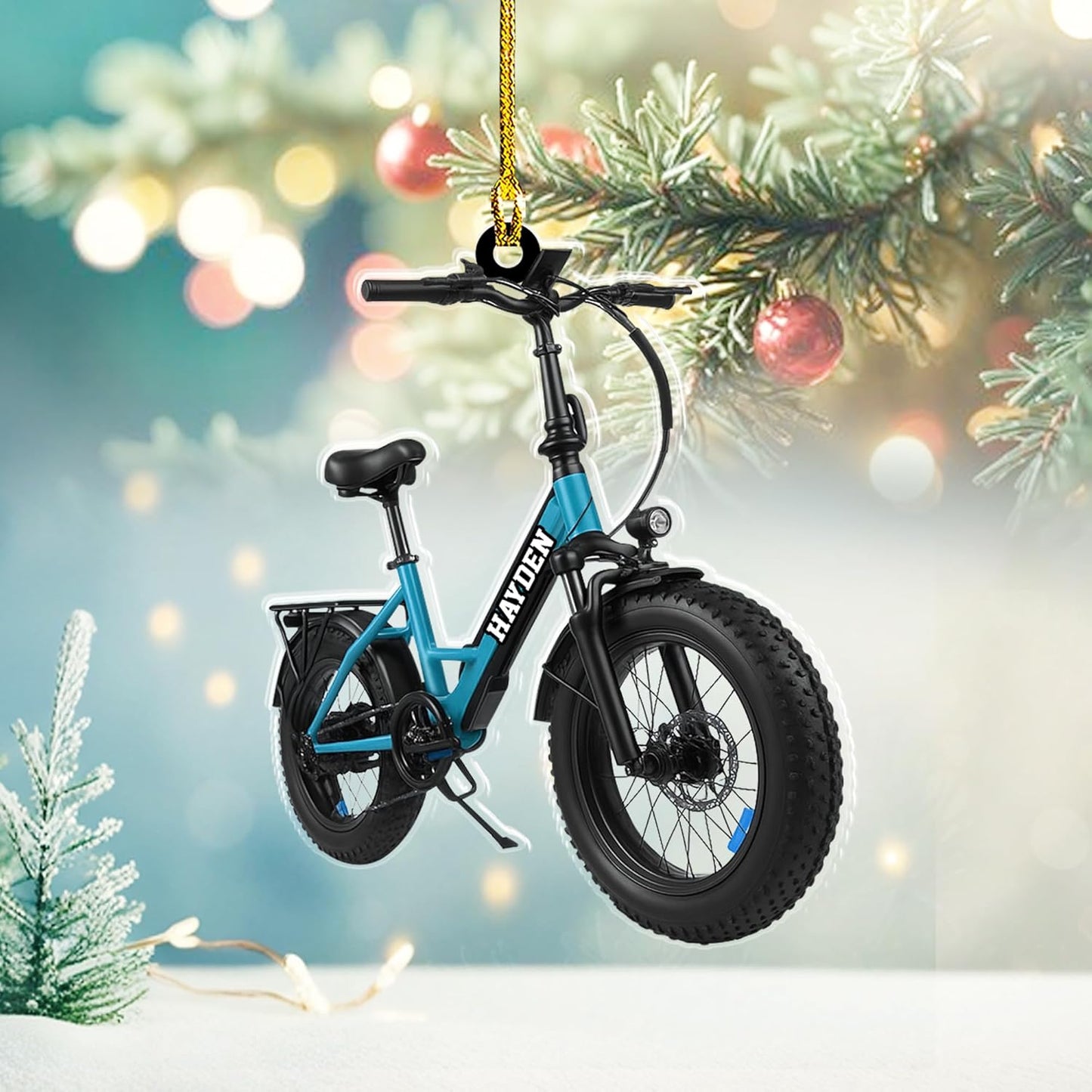 Custom Name Cycling Acrylic Ornament – Personalized Bike Gift, Christmas Tree Keepsake for Cycling Enthusiasts TC38