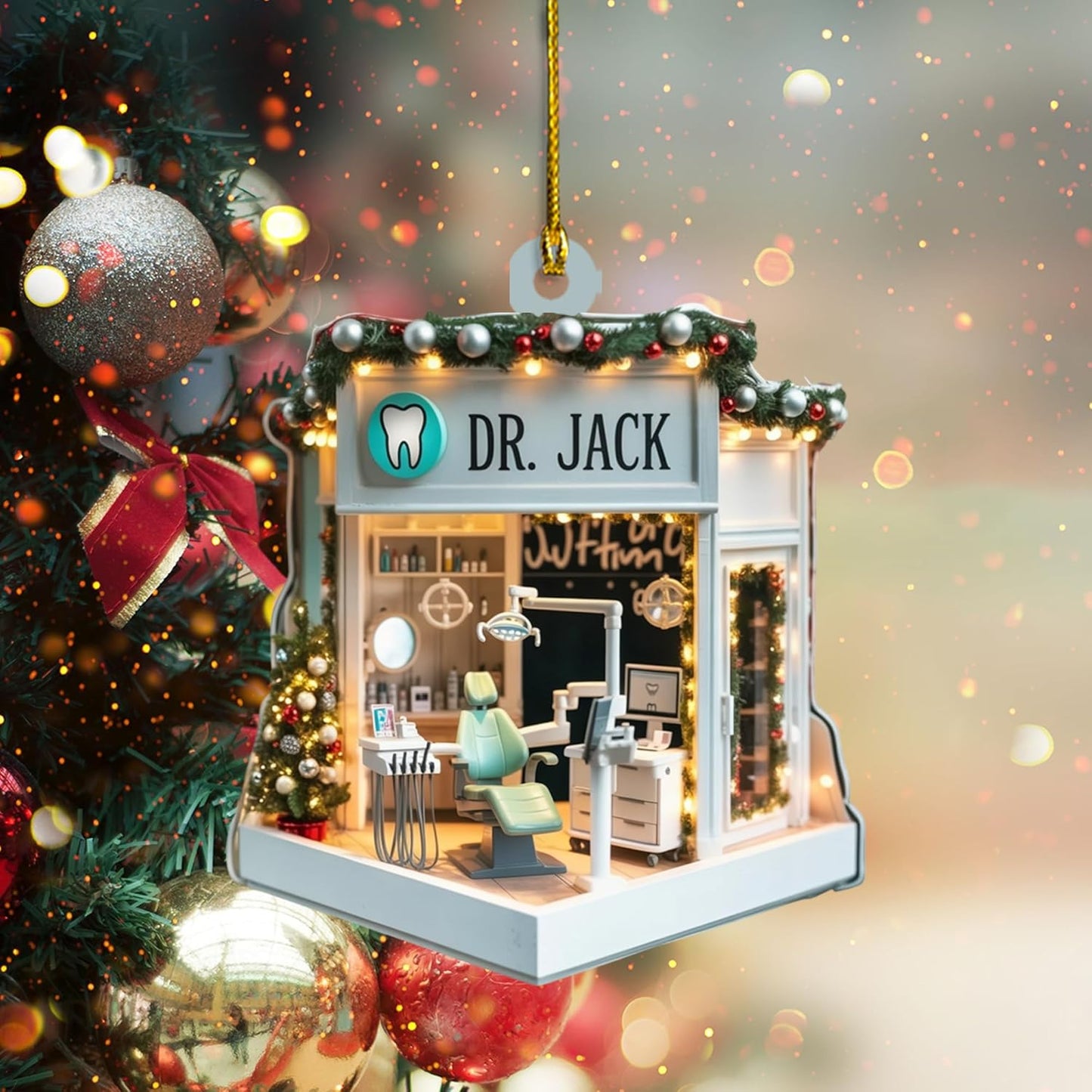 Custom Dentist Office Christmas Ornament