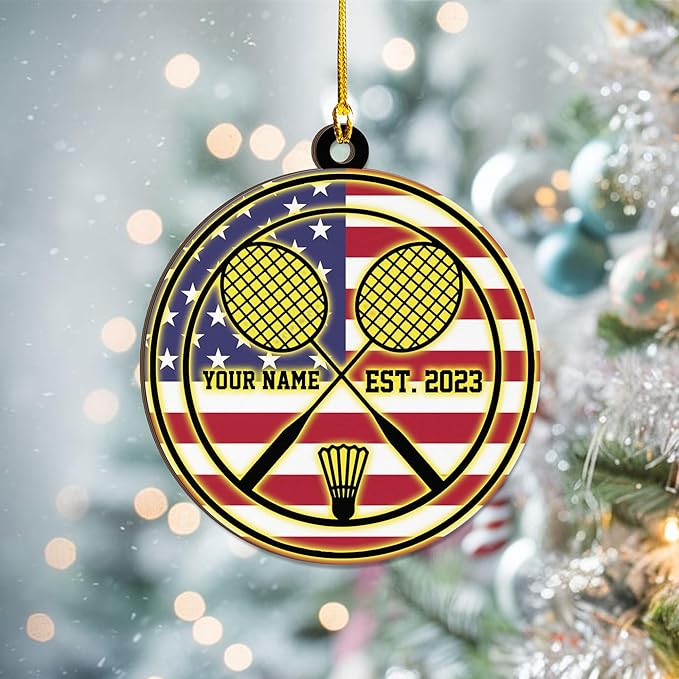 Personalized Badminton Ornament, Custom Christmas Gift for Players, Sports Lovers LL4