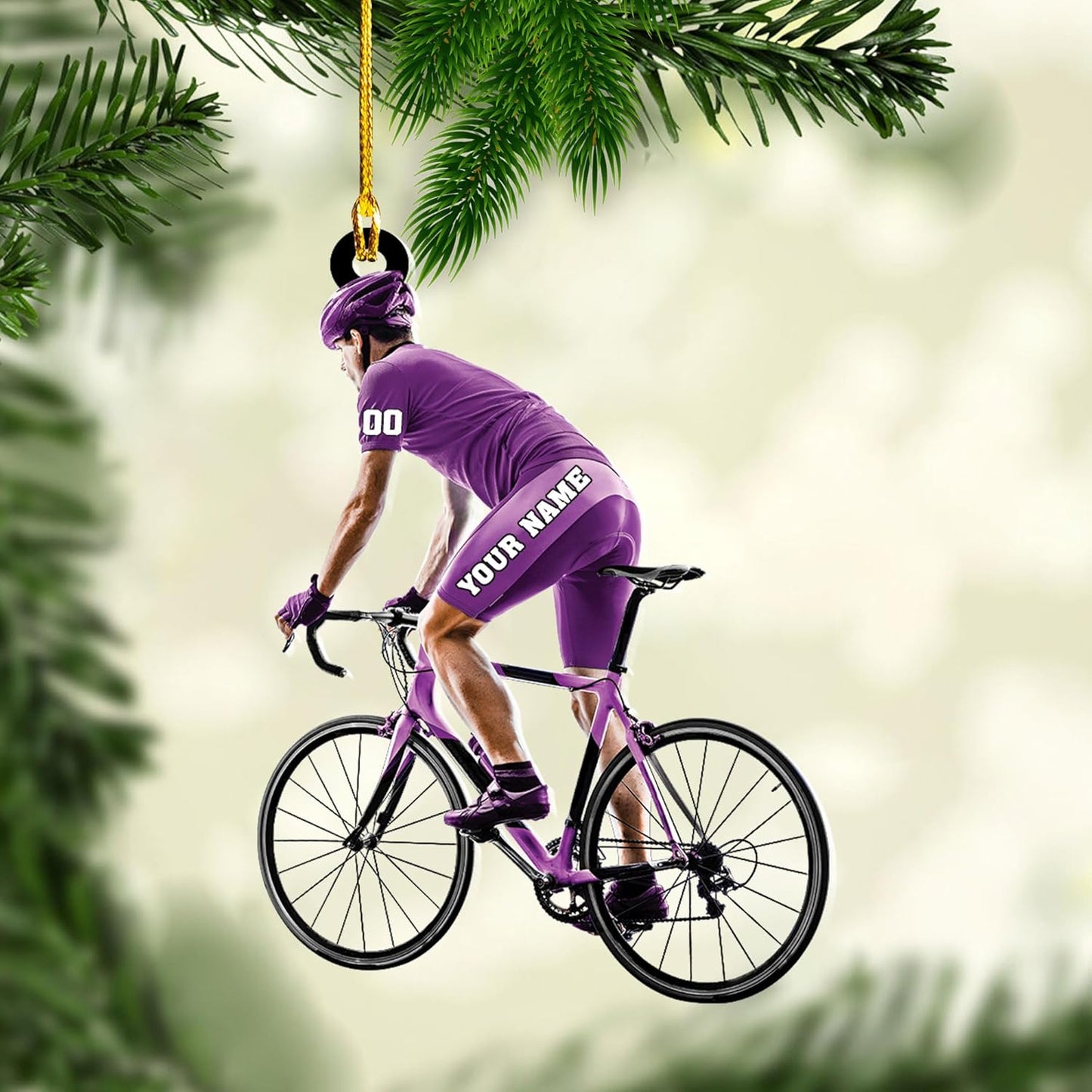 Custom Name Cycling Acrylic Ornament – Personalized Bike Gift, Christmas Tree Keepsake for Cycling Enthusiasts TC18