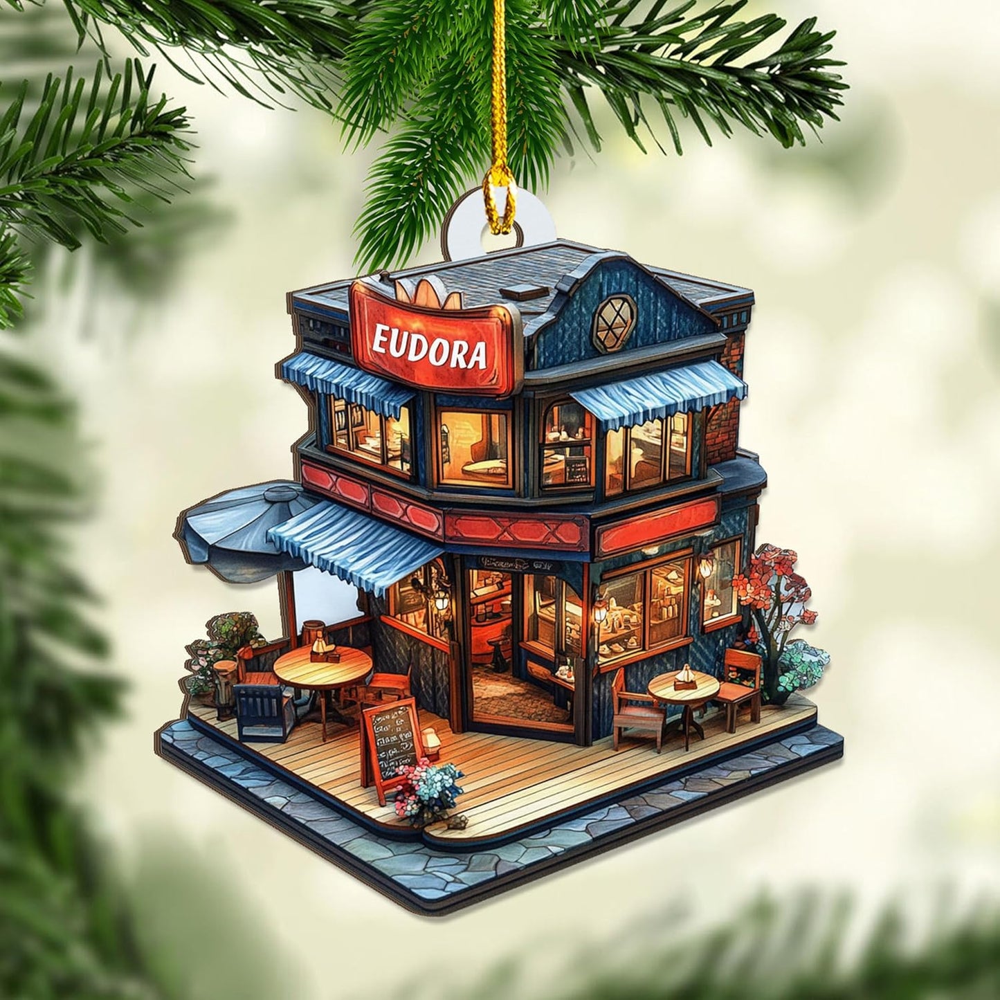 Personalized Coffee House Ornament – Unique Holiday Keepsake for Coffee Lover TC20