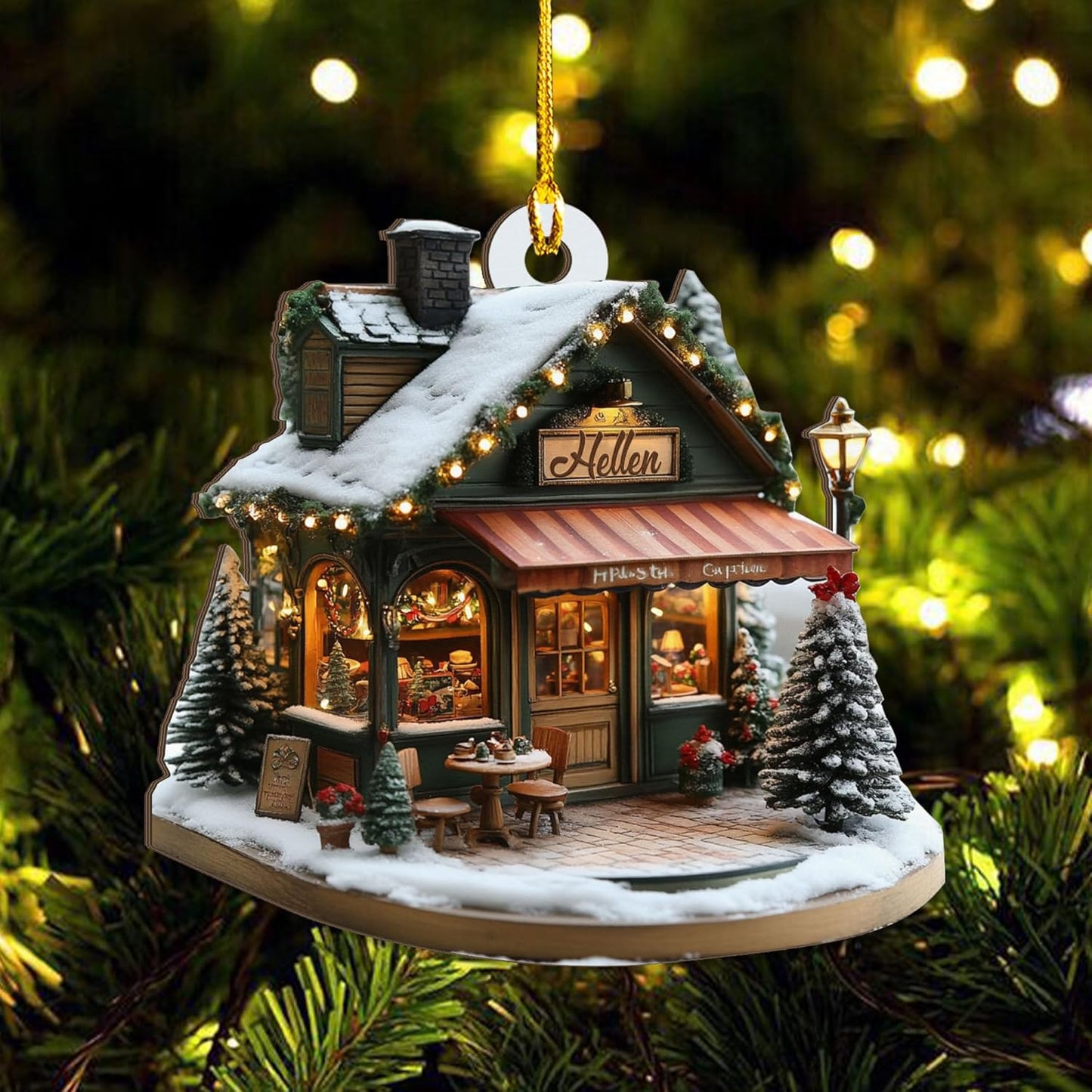 Personalized Coffee House Ornament – Unique Holiday Keepsake for Coffee Lover TC18