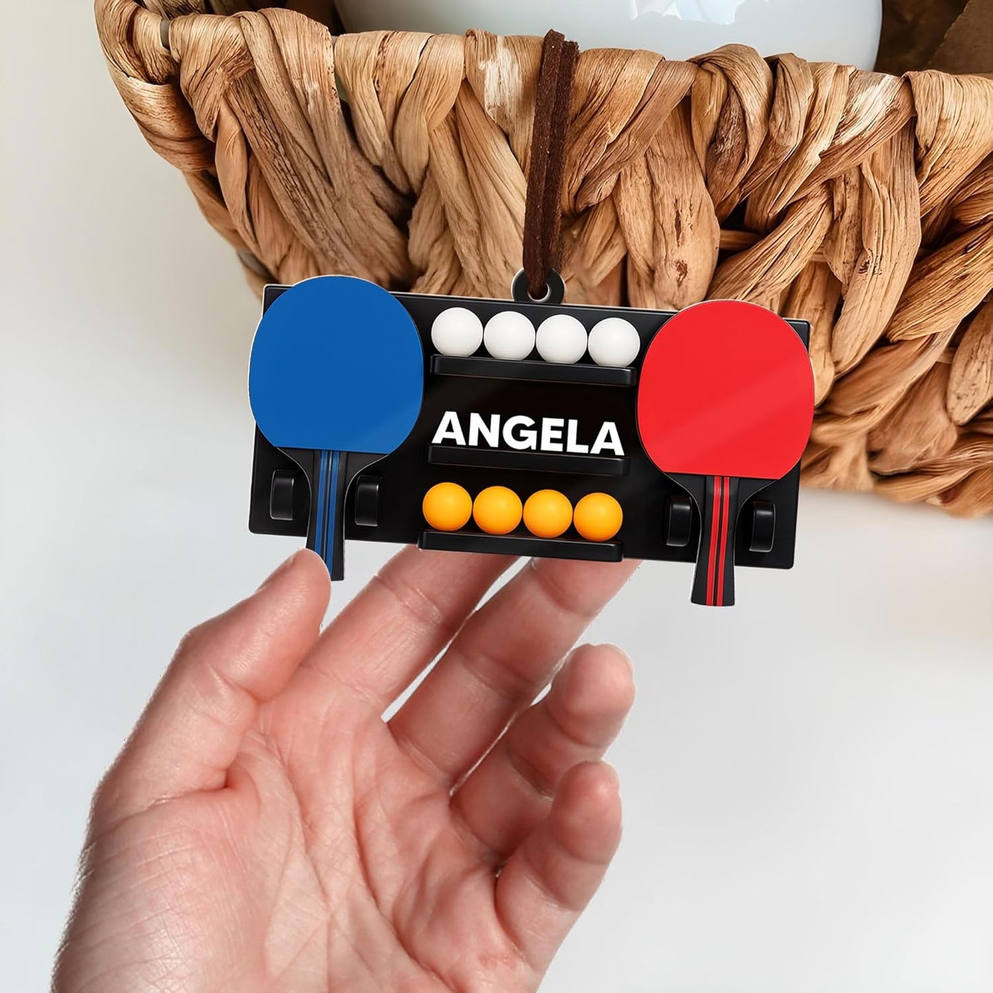 Custom Table Tennis Christmas Ornament – Personalized Ping Pong Player Gift, Acrylic 2D Flat Holiday Decoration, Unique Xmas Keepsake TT6