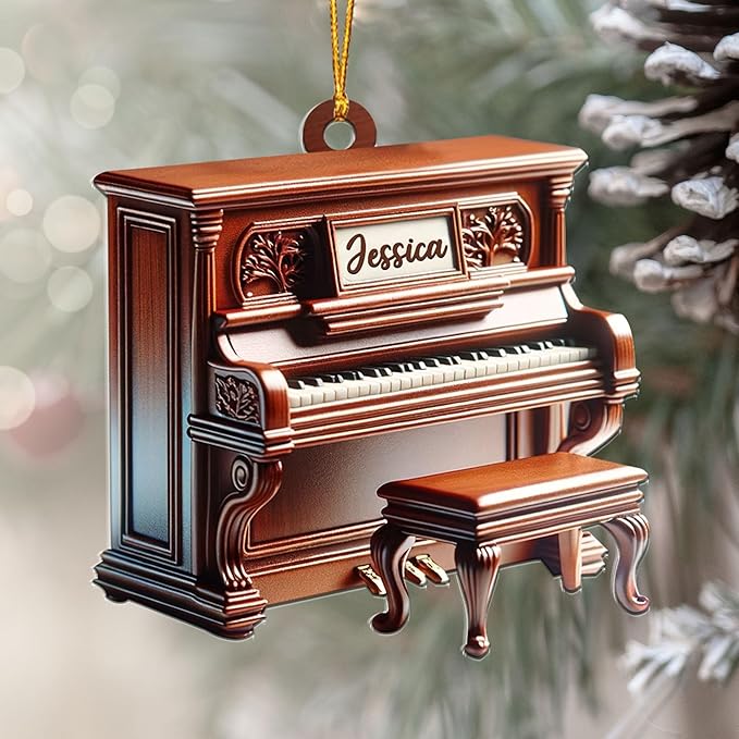 Customized Piano Ornament - Music Instrument Christmas Gift for Piano Lovers LL52